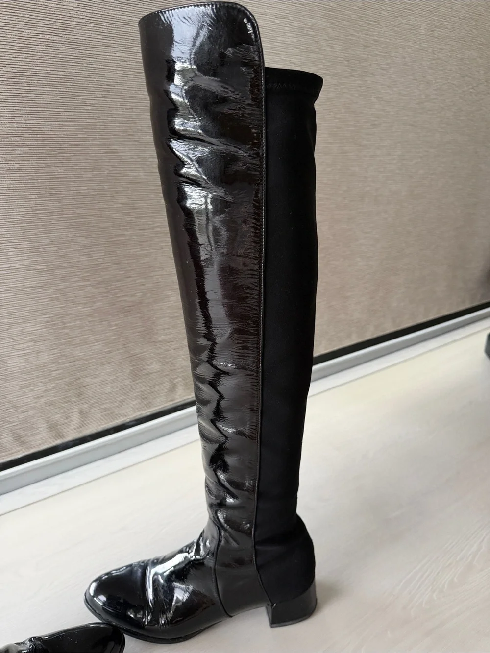 Stuart Weitzman Black Patent Over-the-Knee Boots